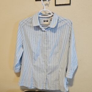 Riders by Lee Light Blue Striped Button Down Shirt